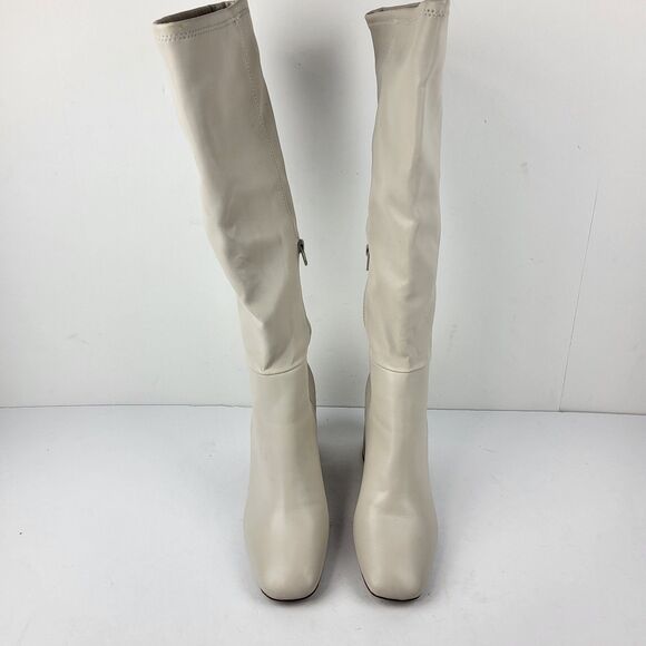 Steve Madden Lizah Boot Off White Faux Leather Knee High Block 10M - Picture 13 of 16